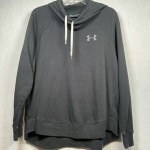 Under Armour Womens Rival Fleece Logo Hoodie Black 1316164 Size Large